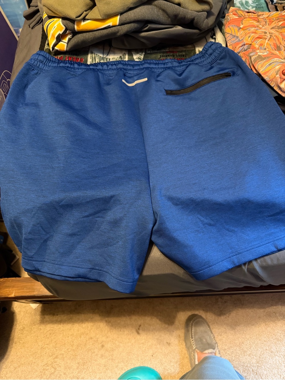 ZELOS Men’s Blue Athletic Shorts with Zip Pocket